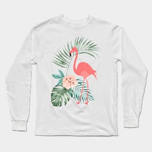 Flamingo Monstera and Rose Long Sleeve T-Shirt